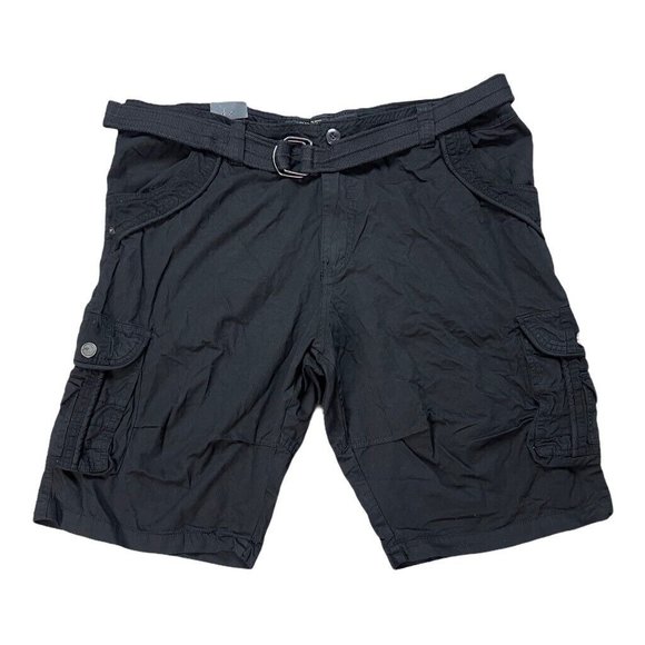 XRAY Other - Xray Mens Twill Tape Cargo Shorts Black Flat Front Pockets Belted Cotton 42 New